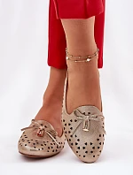 Ażurowe Baleriny Z Odkrytą Piętą Złote Navinnia