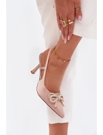 Lodičky s mašlí a patou Béžové model 21787011 - Boto Lodičky s mašlí a patou Béžové model 21787011 - Boto