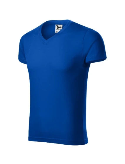 Slim Fit pánske tričko s výstrihom do V kráľovská modrá