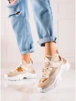 Exkluzívní dámské hnědé tenisky bez podpatku Exkluzívní dámské hnědé tenisky bez podpatku