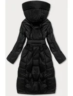 Čierna páperová bunda so stojatým golierom a kapucňou (ag2-j82)