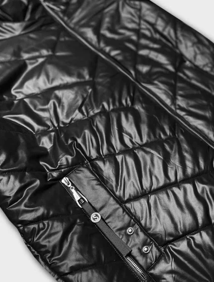 Černá dámská bunda s asymetrickým zipem model 18026010 - S'WEST Černá dámská bunda s asymetrickým zipem model 18026010 - S'WEST