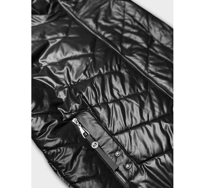 Černá dámská bunda s asymetrickým zipem (B8087-101)