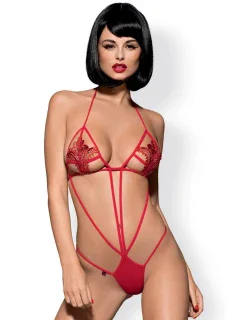 Dámské erotické body Luiza teddy red - OBSESSIVE