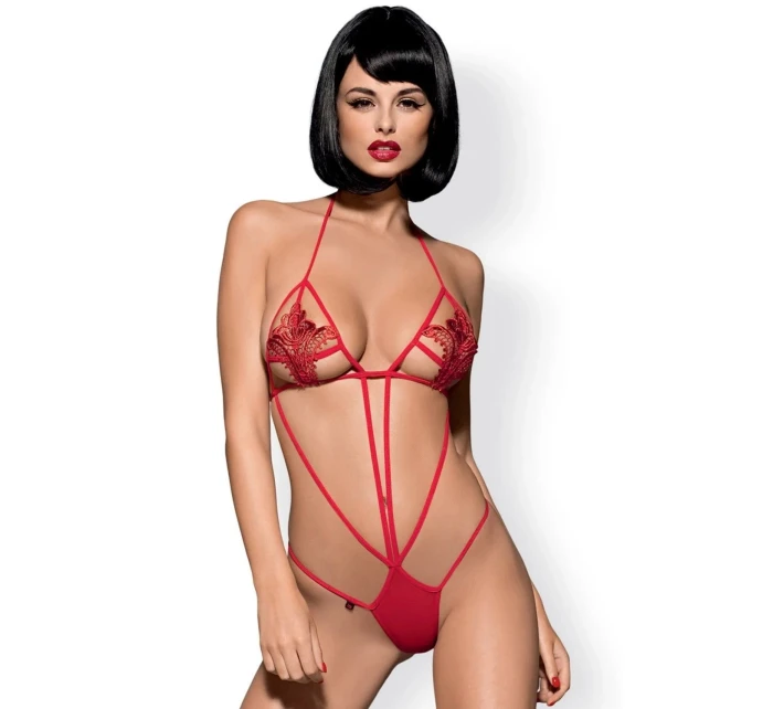 Dámské erotické body Luiza teddy red - OBSESSIVE Dámské erotické body Luiza teddy red - OBSESSIVE