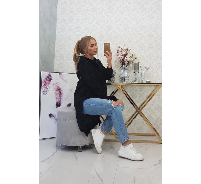 Zateplená mikina s bočnými otvormi čierna