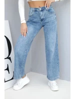 Dámske džínsy s vysokým pásom a širokými nohavicami