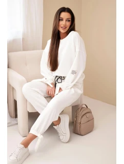 Dámska súprava z viskózy s kravatami ecru