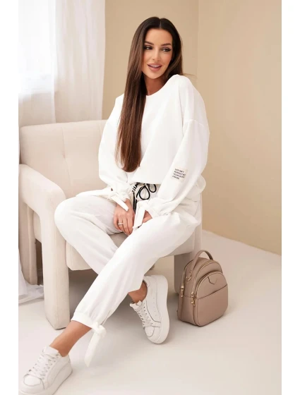 Dámska súprava z viskózy s kravatami ecru