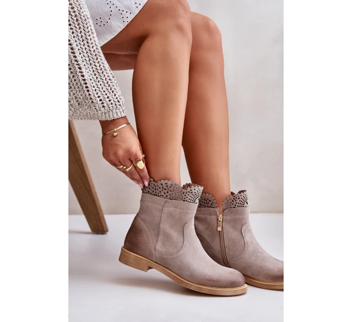 Niskie Botki Damskie Na Płaskim Obcasie Zamszowe Lewski 3624 Cappucino Niskie Botki Damskie Na Płaskim Obcasie Zamszowe Lewski 3624 Cappucino