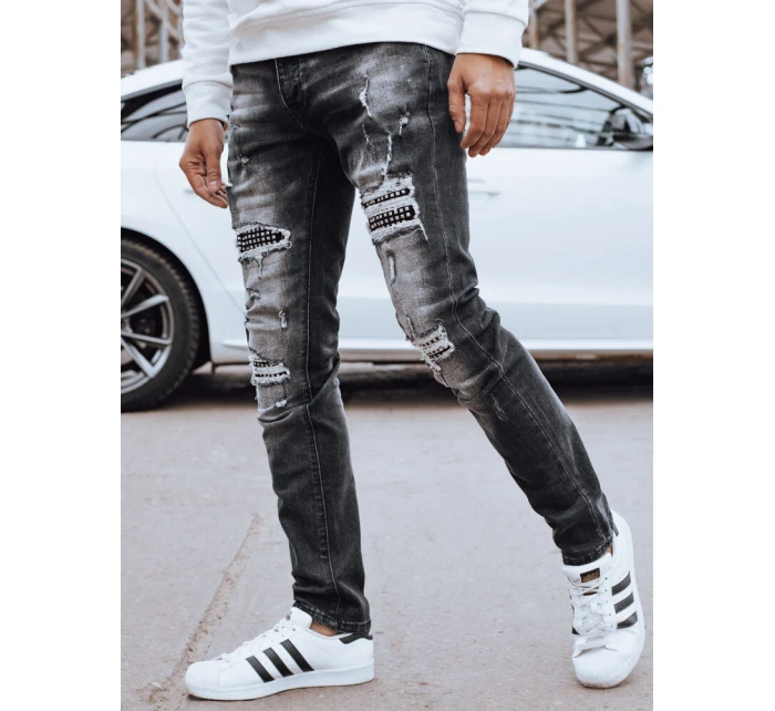 Pánske čierne džínsové nohavice FashionStreet UX4245
