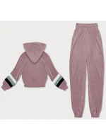 Ružová dámska tepláková súprava s farebnými vsadkami (AMG-346A) Ružová dámska tepláková súprava s farebnými vsadkami (AMG-346A)