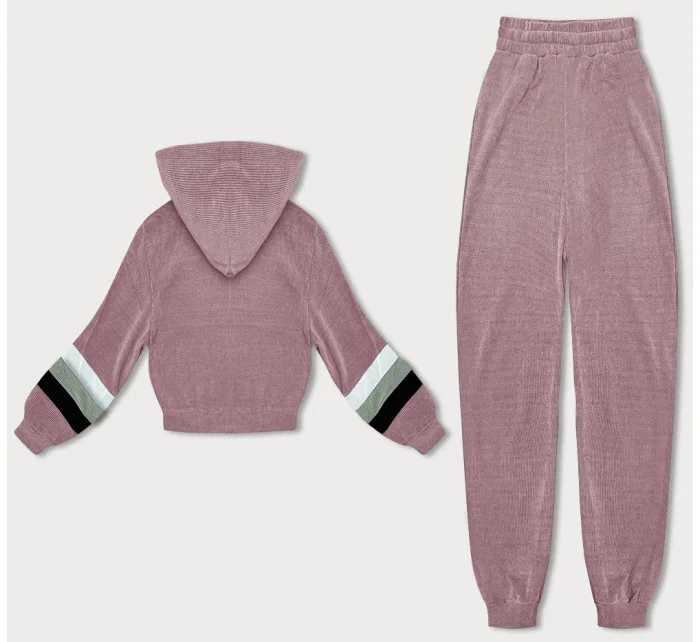 Ružová dámska tepláková súprava s farebnými vsadkami (AMG-346A) Ružová dámska tepláková súprava s farebnými vsadkami (AMG-346A)