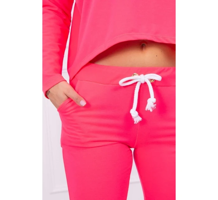 Sada s oversize blúzkou ružová neónová