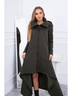 Zateplené šaty s dlhšími bokmi khaki