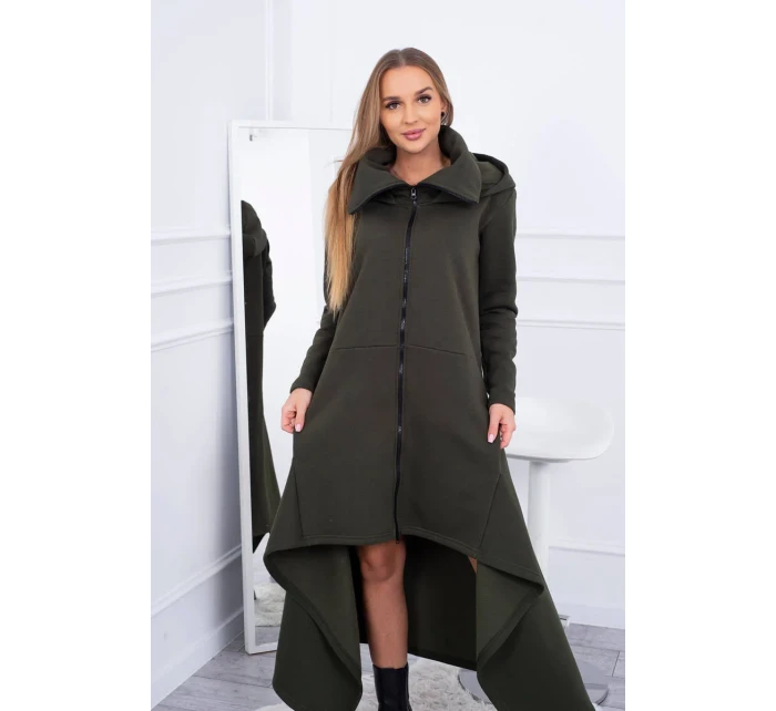 Zateplené šaty s dlhšími bokmi khaki