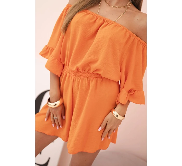 Dámský bavlněný overal bez rukávů s vázáním v pase ecru