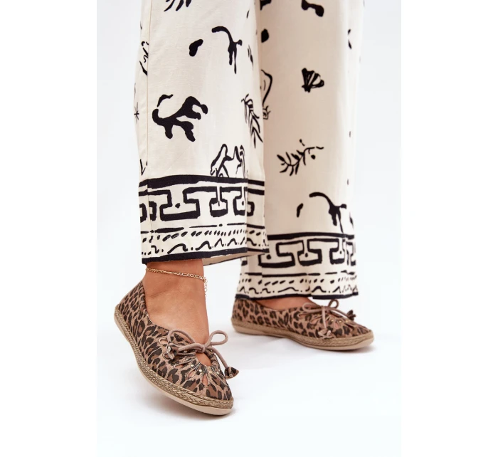 Płaskie Baleriny Z Naturalnej Skóry Panterka Zazoo 10179 Brązowe