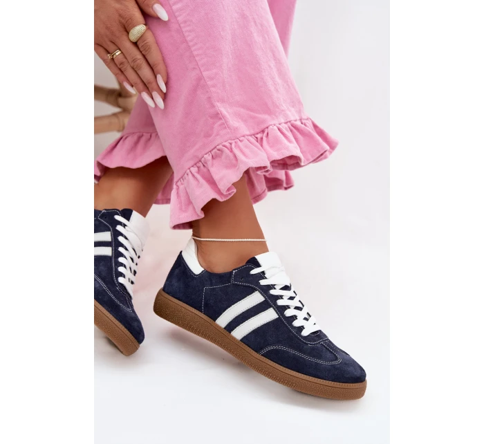 Zazoo N1068 Semišové Nízké Dámské Tenisky Tmavě Modré