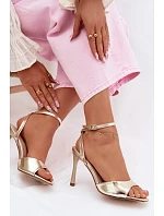 Dámské sandály na podpatku z imitace kůže zlaté Olissey