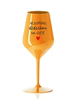 NEJLEPŠÍMU DĚDĚČKOVI NA SVĚTĚ - oranžová nerozbitná sklenice na víno 470 ml