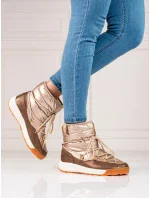 Pekné dámske snežnice zlaté bez podpätku Pekné dámske snežnice zlaté bez podpätku