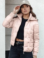 Dámska krátka prešívaná zimná bunda s kapucňou FASHWARM ružová FashionStreet TY4641