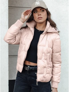 Dámská zimní bunda krátká prošívaná s kapucí růžová Dstreet model 21980759 - FashionStreet