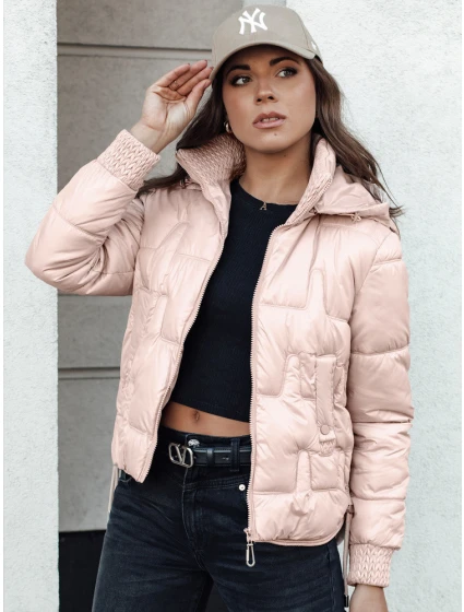 Dámská zimní bunda krátká prošívaná s kapucí růžová Dstreet model 21980759 - FashionStreet