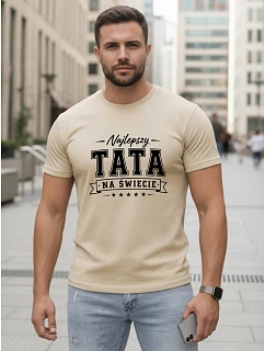 Tshirt męski z nadrukiem dla bawełniany beżowy model 22217707 - FashionStreet