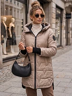 Dámska prešívaná prechodná bunda s kapucňou v kamelovej farbe od FashionStreet TY5790