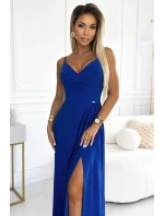 299-17 CHIARA elegantné maxi dlhé šaty bez ramienok - CHABRERA WITH BROKER