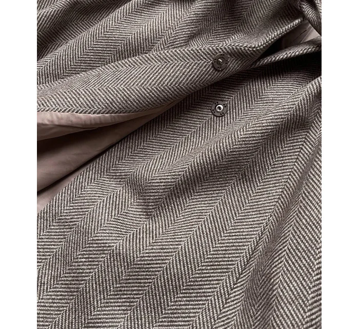 Hnědá dámská rozšířená bunda se vzorem model 21140787 - ROSSE LINE