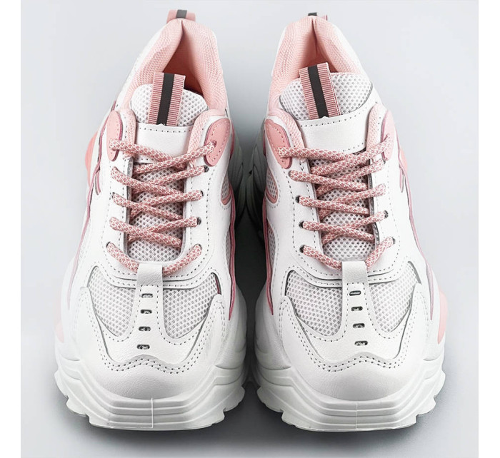 Bielo-ružové dámske športové topánky s vysokou podrážkou (RA15)