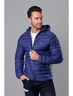 Modrá pánská prošívaná bunda s kapucí model 18345039 - J.STYLE Modrá pánská prošívaná bunda s kapucí model 18345039 - J.STYLE