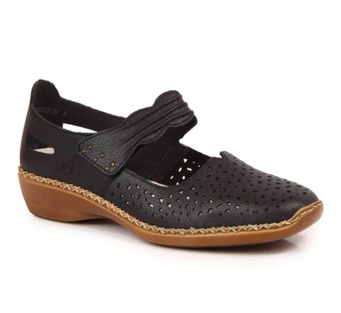 W model 22008934 tmavě modrá kožená polobotka - Rieker