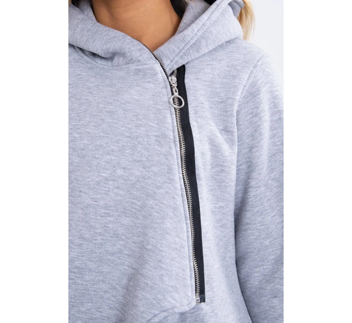 Zateplená mikina s asymetrickým zipem šedá Zateplená mikina s asymetrickým zipem šedá