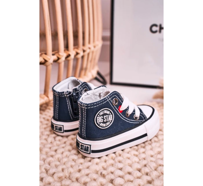 Dziecięce Wysokie Trampki Z Suwakiem BIG STAR HH374189 Granatowe Dziecięce Wysokie Trampki Z Suwakiem BIG STAR HH374189 Granatowe