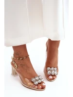 Sandały Transparentne Na Obcasie Złote S.Barski MR1037-43 Sandały Transparentne Na Obcasie Złote S.Barski MR1037-43