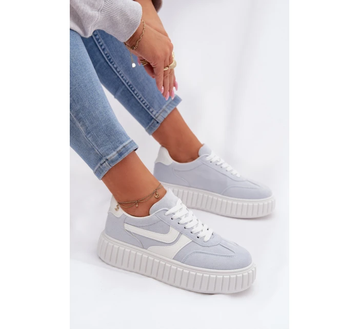 Dámské tenisky na platformě z eko semiše modré Cadrina Dámské tenisky na platformě z eko semiše modré Cadrina