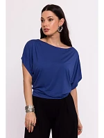 B287 Viskózový top mimo ramien - modrý