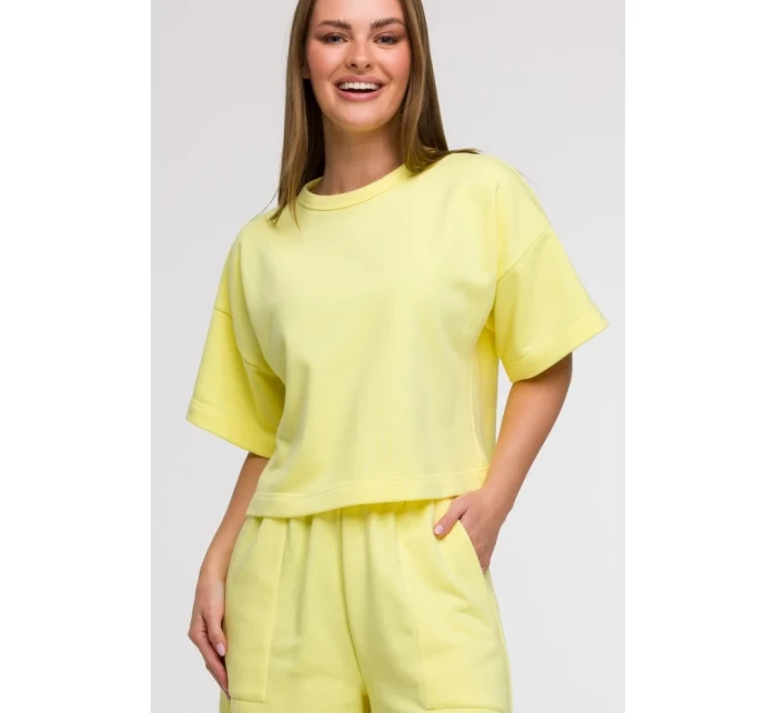 mikina s krátkým rukávem citronová model 21047206 - BeWear