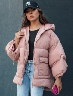 Dámská prošívaná bunda oversize s kapucí růžová Dstreet model 21979619 - FashionStreet