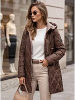 Kurtka damska przejściowa pikowana z kapturem brązowa model 22342146 - FashionStreet Kurtka damska przejściowa pikowana z kapturem brązowa model 22342146 - FashionStreet
