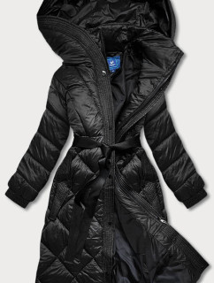 Dlhá čierna dámska páperová bunda (AG1-J9081)