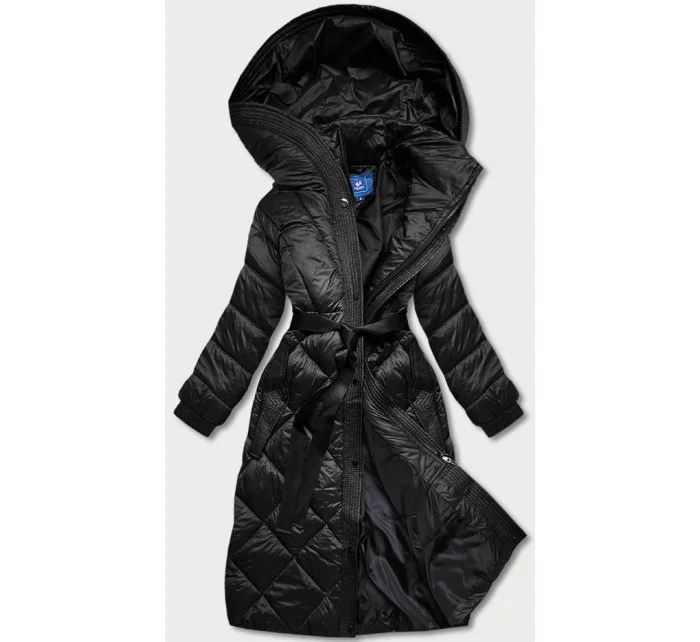 Čierna dlhá dámska páperová bunda (ag1-j9081)