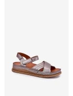 Dámské kožené sandály na platformě model 21701963 grafitové - Maciejka