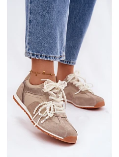 Kožené semišové dámské tenisky Big Star model 22100153 béžové - Big Star Shoes