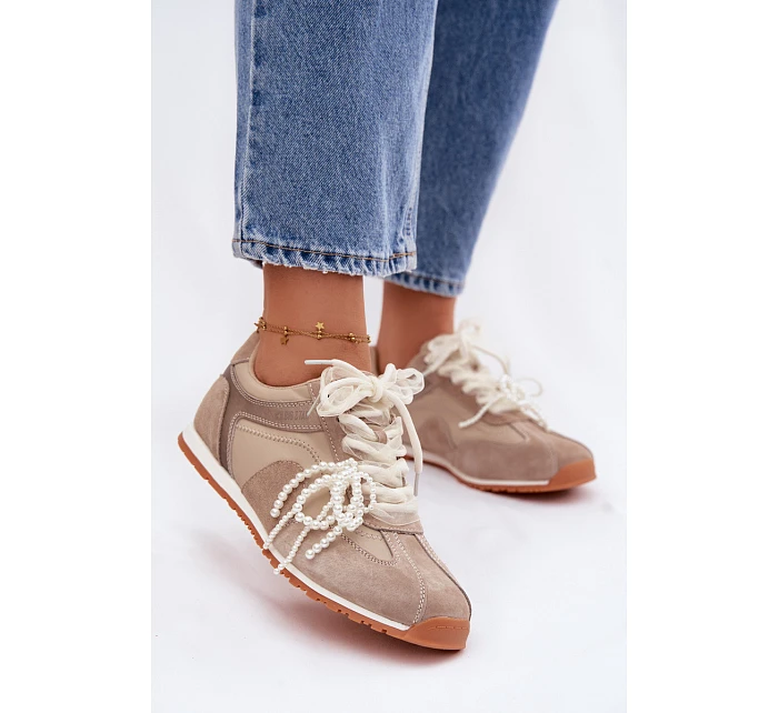 Kožené semišové dámské tenisky Big Star model 22100153 béžové - Big Star Shoes