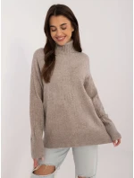 Sweter AT SW ciemny bezowy model 20470394 - FPrice Sweter AT SW ciemny bezowy model 20470394 - FPrice